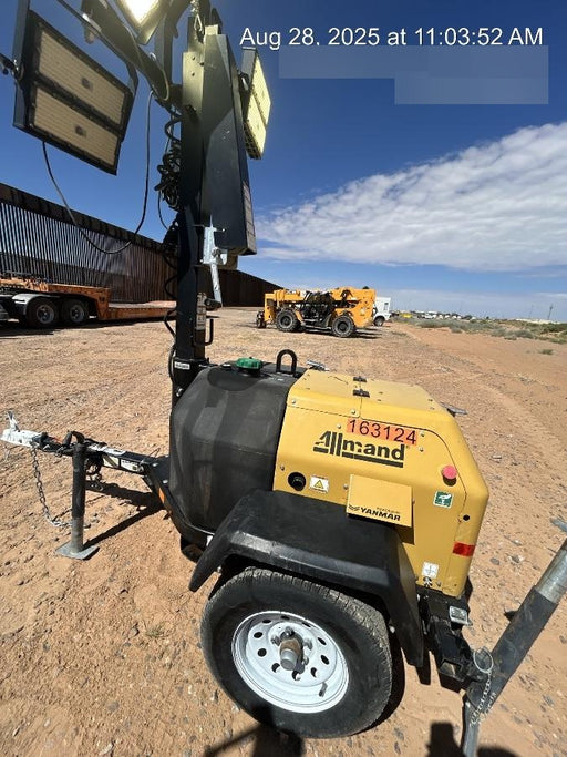 2021 Allmand NLV3GR (4) LED Light Fixture 350W, 23' Vertical Mast, 3kW Prime, Towable, Deep Sea L401, Leveling Jacks, Yanmar T4F 5.8hp