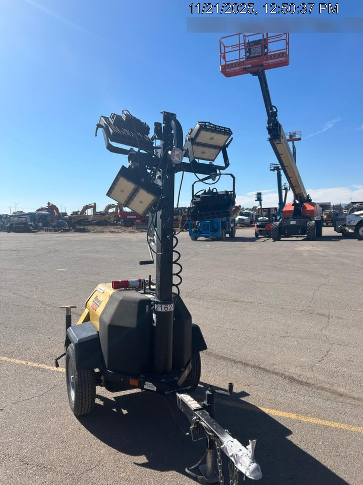 2022 Allmand NLV3GR (4) LED Light Fixture 350W, 23' Vertical Mast, 3kW Prime, Towable, Deep Sea L401, Leveling Jacks, Yanmar T4F 5.8hp
