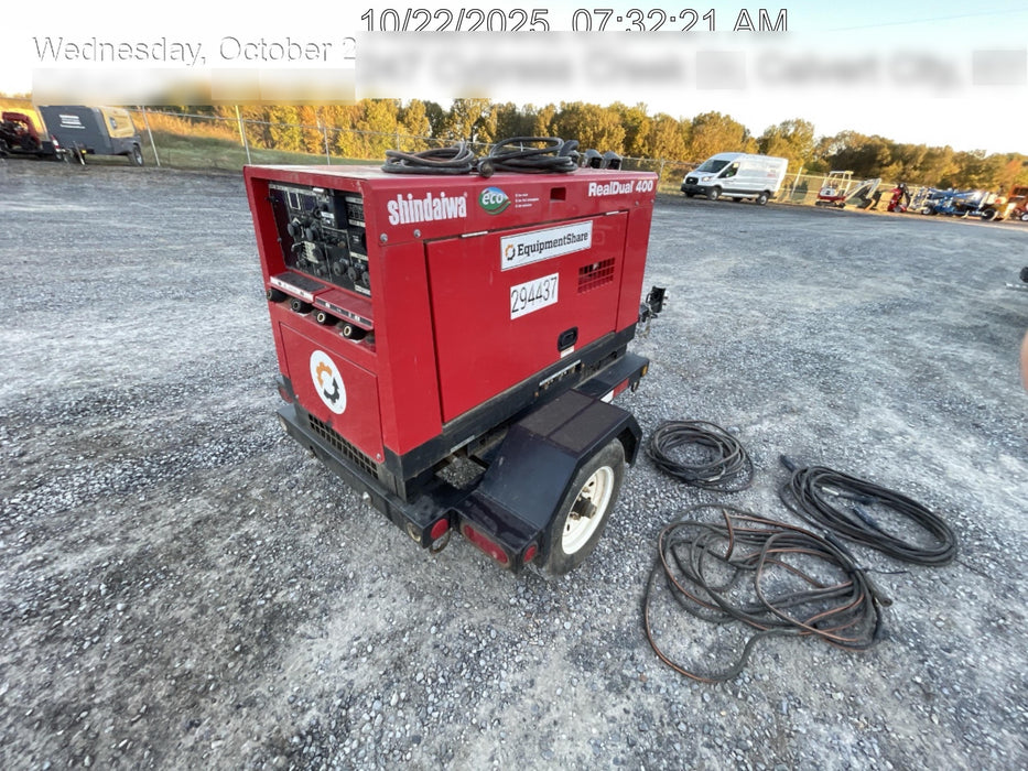 2023 Shindaiwa DGW400MDL Kubota D902 Engine, 23 HP, Dual Op Welder, Wire, Arc, Droop Stick, Tig, and CC Stick Functionality, Simulphase, 3 Phase and 1 Phase Gen Output, Single Axle NB Trlr, Slr Trckl Chrg 12V 12W, Fire Ext