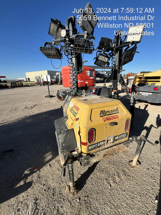 2022 Allmand NLV3GR (4) LED Light Fixture 350W, 23' Vertical Mast, 3kW Prime, Towable, ES Decals, T3