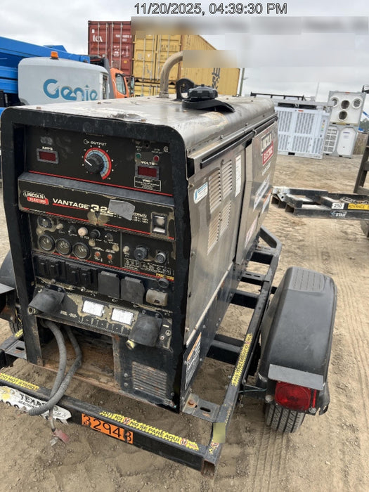 2019 Lincoln Electric Vantage 322 Welder Ready-Pak 3, Two wheel trailer, Fender and Light kit, Cable Rack