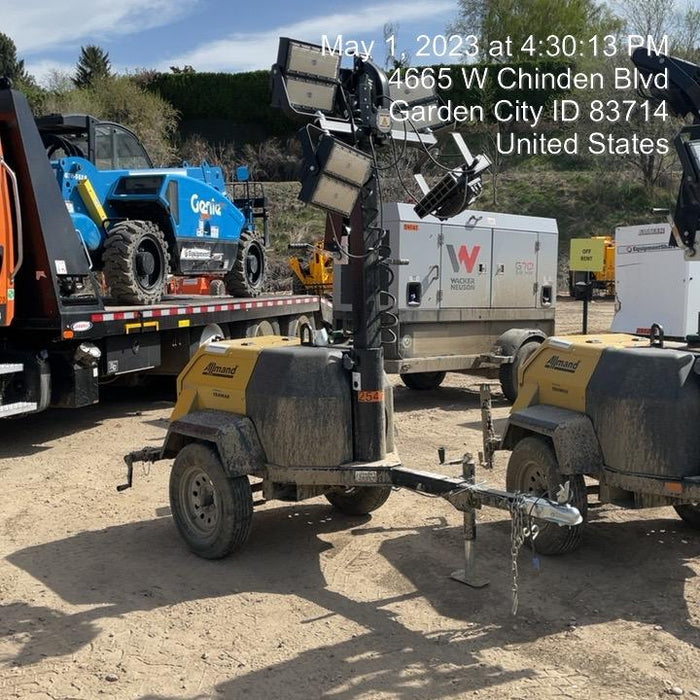 2022 Allmand NLV3GR (4) LED Light Fixture 350W, 23' Vertical Mast, 3kW Prime, Towable, ES Decals, T3