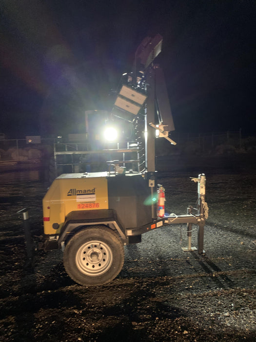 2020 Allmand NLV3GR (4) LED Light Fixture 350W, 23' Vertical Mast, 3kW Prime, Towable, Deep Sea L401, Leveling Jacks, Yanmar T4F 5.8hp