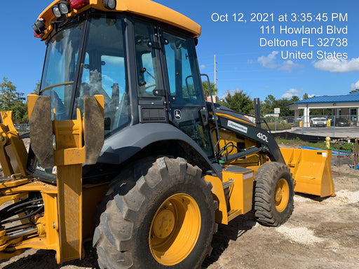 2020 John Deere 410L - Extendable Stick Cab/Heat/Air, 4WD, Extendable Stick, Pilot Controls, 2 Way Hydraulics, TAG Manual QC