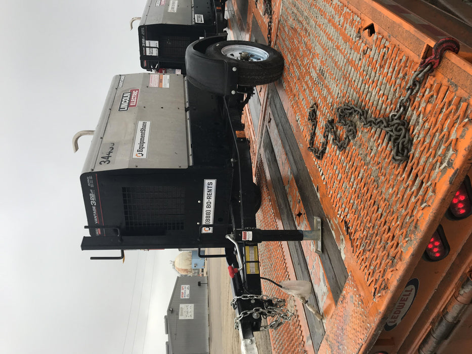 2019 Lincoln Electric Vantage 322 Welder Ready-Pak 3, Two wheel trailer, Fender and Light kit, Cable Rack