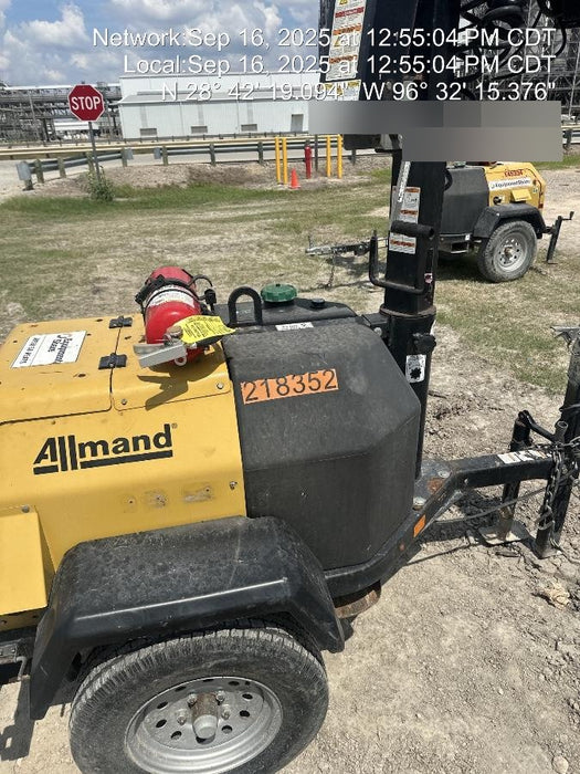 2022 Allmand NLV3GR (4) LED Light Fixture 350W, 23' Vertical Mast, 3kW Prime, Towable, Deep Sea L401, Leveling Jacks, Yanmar T4F 5.8hp