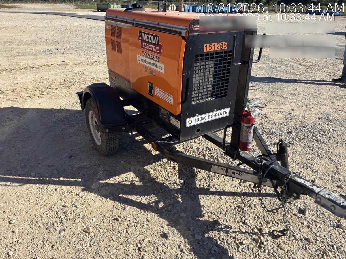 2021 Lincoln Electric Vantage 322 Vantage 322 Ready Pak 3 w/ Telematics & Decals, ORANGE (includes trailer, cable rack, fender light kit)