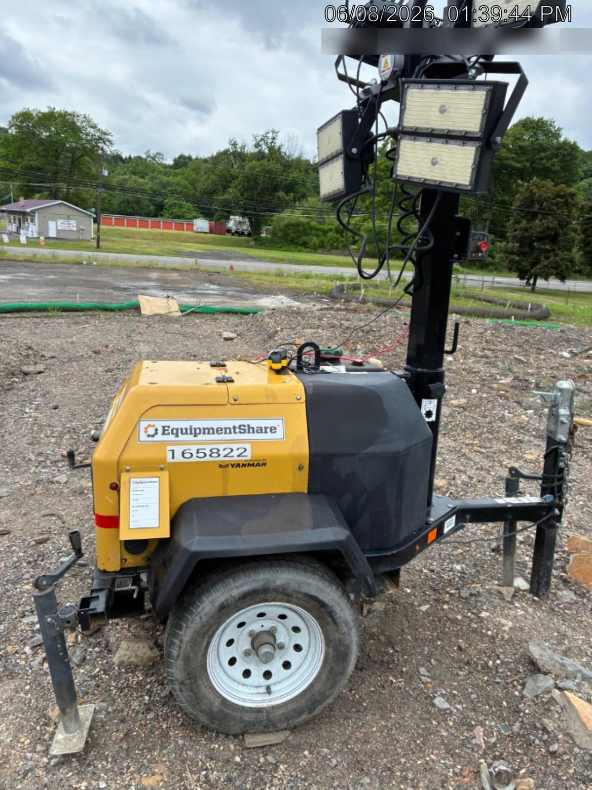 2022 Allmand NLV3GR (4) LED Light Fixture 350W, 23' Vertical Mast, 3kW Prime, Towable, Deep Sea L401, Leveling Jacks, Yanmar T4F 5.8hp