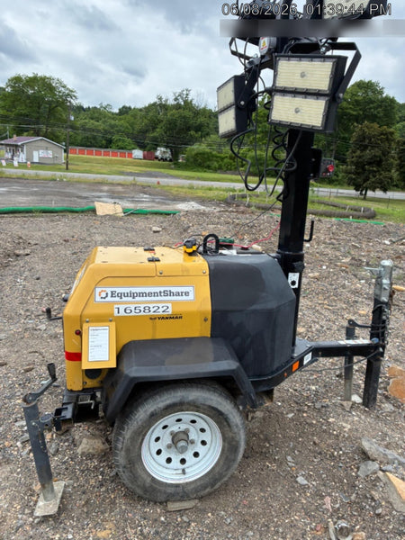 2022 Allmand NLV3GR (4) LED Light Fixture 350W, 23' Vertical Mast, 3kW Prime, Towable, Deep Sea L401, Leveling Jacks, Yanmar T4F 5.8hp