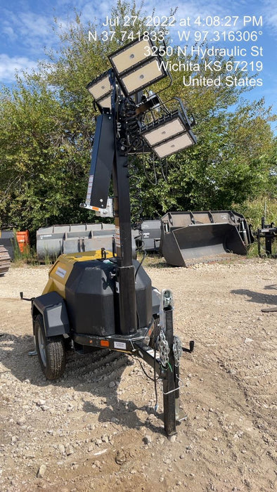 2022 Allmand NLV3GR (4) LED Light Fixture 350W, 23' Vertical Mast, 3kW Prime, Towable, Deep Sea L401, Leveling Jacks, Yanmar T4F 5.8hp