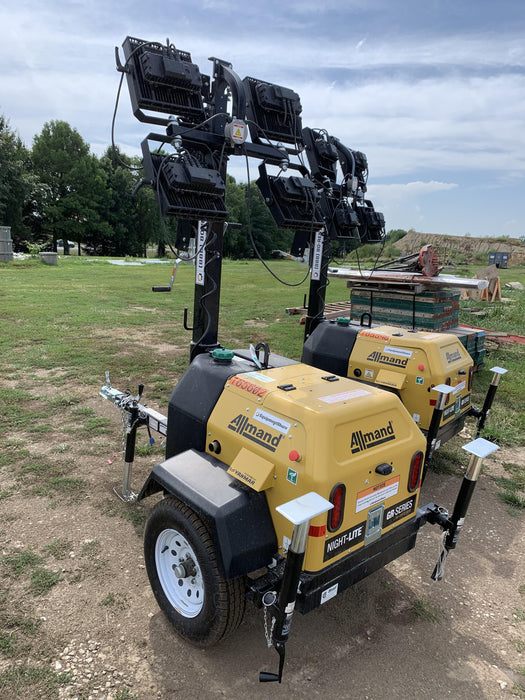 2021 Allmand NLV3GR (4) LED Light Fixture 350W, 23' Vertical Mast, 3kW Prime, Towable, Deep Sea L401, Leveling Jacks, Yanmar T4F 5.8hp