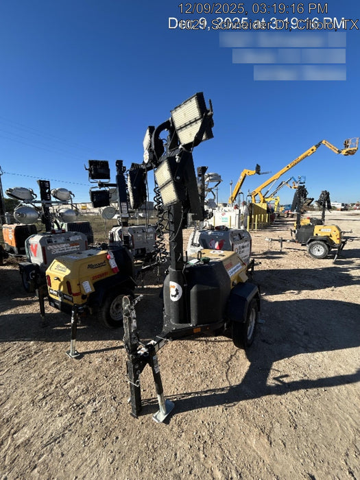 2022 Allmand NLV3GR (4) LED Light Fixture 350W, 23' Vertical Mast, 3kW Prime, Towable, Deep Sea L401, Leveling Jacks, Yanmar T4F 5.8hp