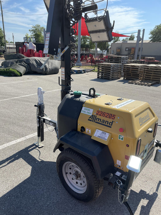 2022 Allmand NLV3GR (4) LED Light Fixture 350W, 23' Vertical Mast, 3kW Prime, Towable, Deep Sea L401, Leveling Jacks, Yanmar T4F 5.8hp