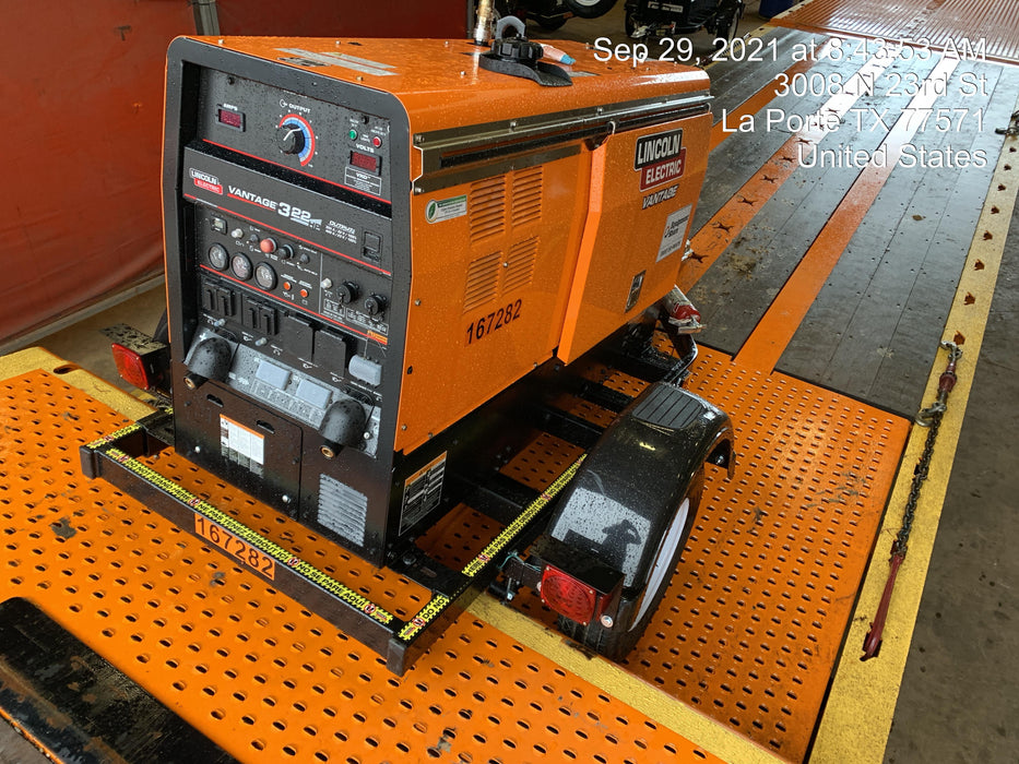 2021 Lincoln Electric Vantage 322 Vantage 322 Ready Pak 3 w/ Decals, ORANGE (includes trailer, cable rack, fender light kit) NO Telematics