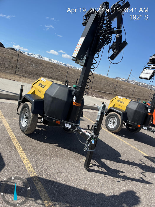 2022 Allmand NLV3GR (4) LED Light Fixture 350W, 23' Vertical Mast, 3kW Prime, Towable, ES Decals, T3