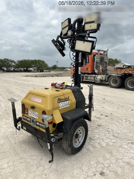 2022 Allmand NLV3GR (4) LED Light Fixture 350W, 23' Vertical Mast, 3kW Prime, Towable, Deep Sea L401, Leveling Jacks, Yanmar T4F 5.8hp