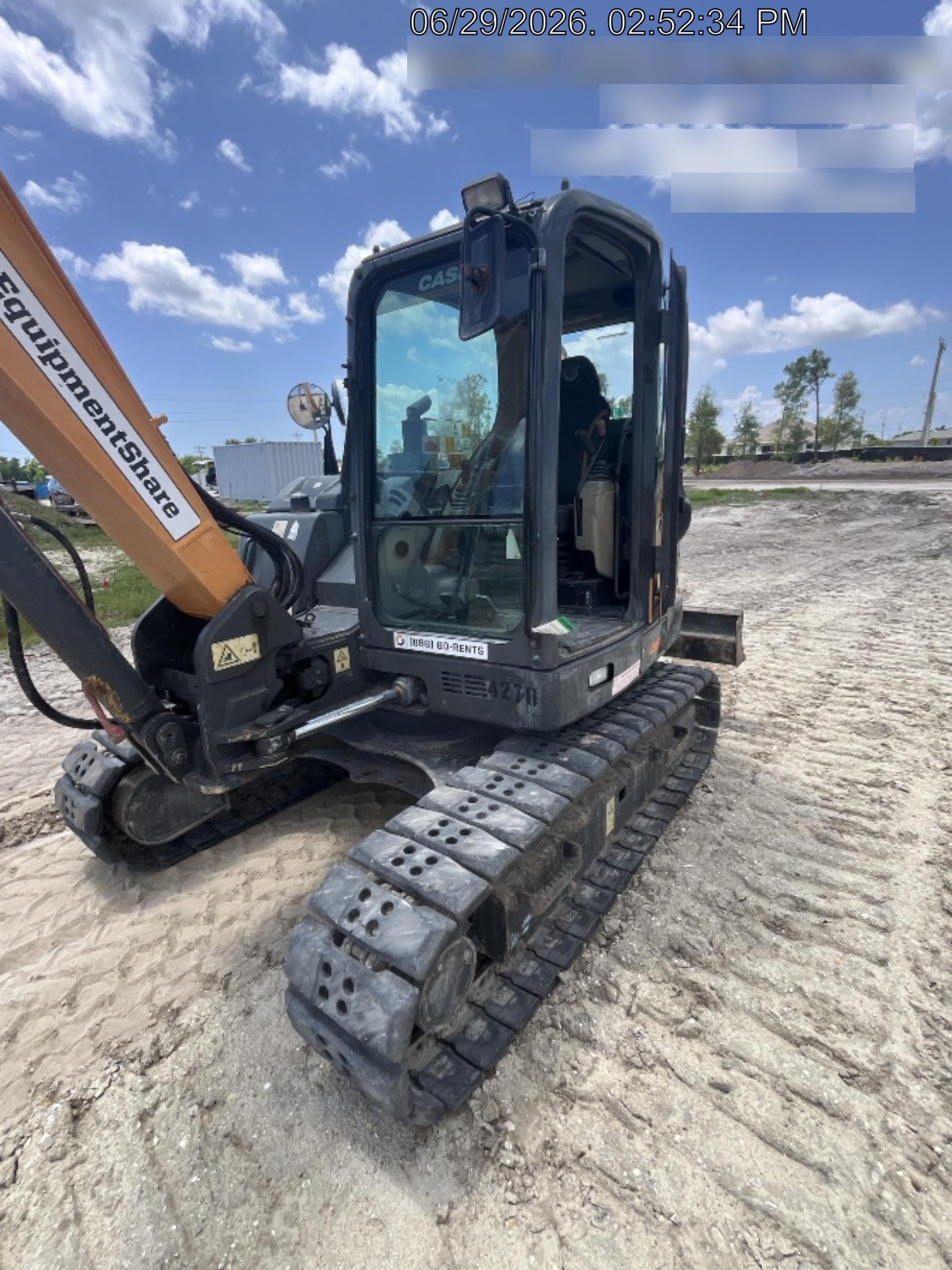 2018 Case CX80C CLOSED CAB, A/C, RUBBER TRACKS PADS, 7'-2" ARM