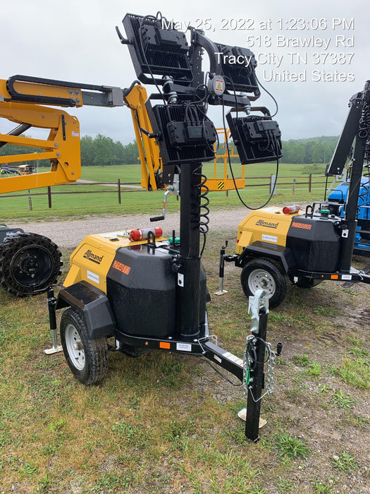 2022 Allmand NLV3GR (4) LED Light Fixture 350W, 23' Vertical Mast, 3kW Prime, Towable, Deep Sea L401, Leveling Jacks, Yanmar T4F 5.8hp