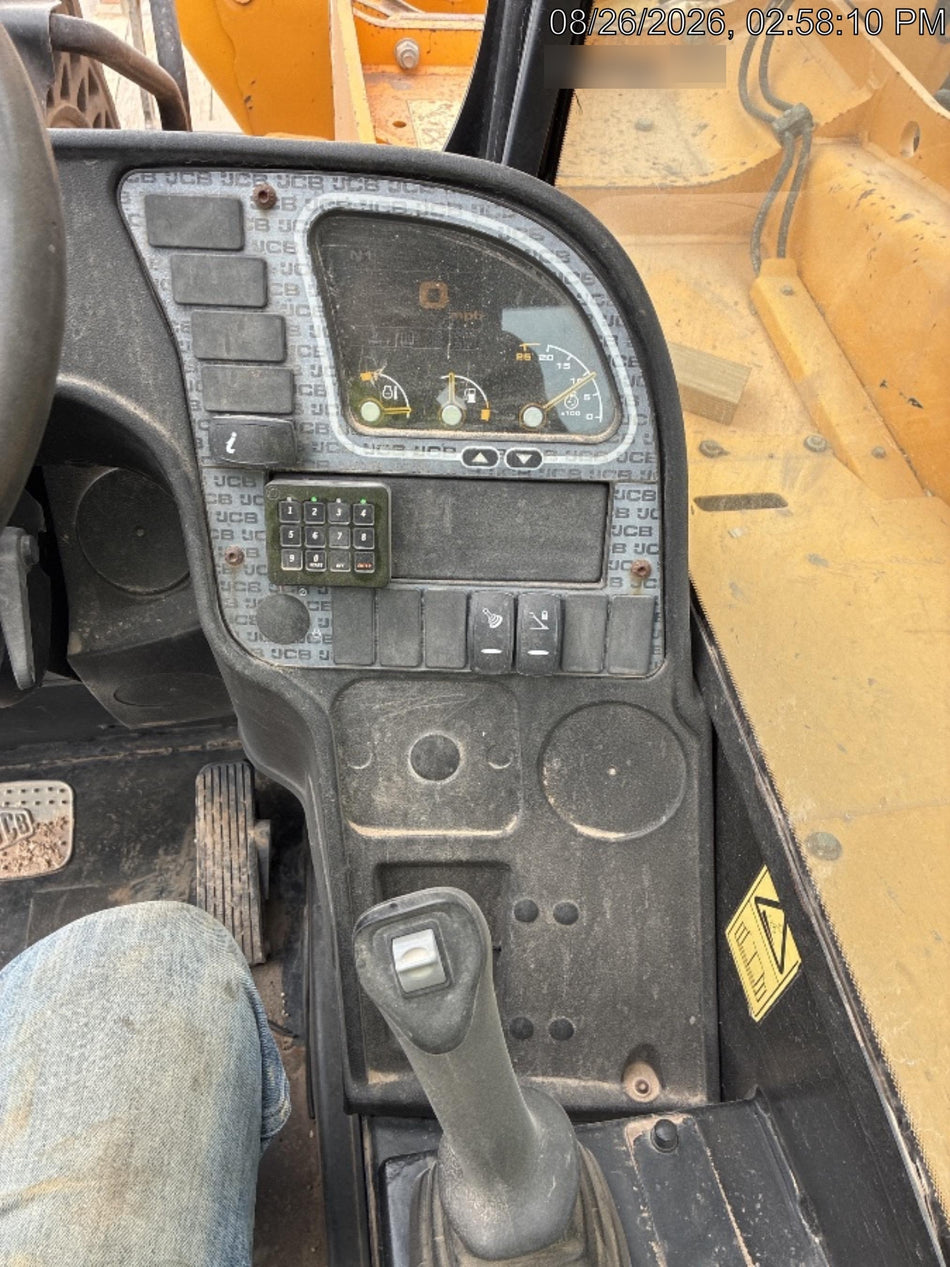 2019 JCB 510-56 Open ROPS, 74 HP, Solid Tires, Worklights, Beacon, Aux Hydraulics, Lifting Eye 66" Carriage/60" Forks
