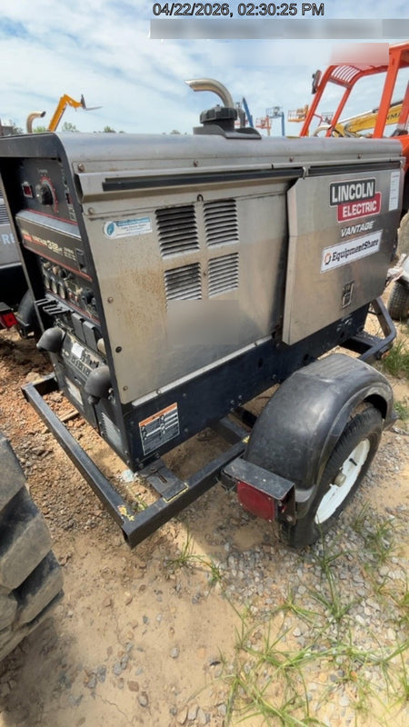 2019 Lincoln Electric Vantage 322 Welder Ready-Pak 3, Two wheel trailer, Fender and Light kit, Cable Rack