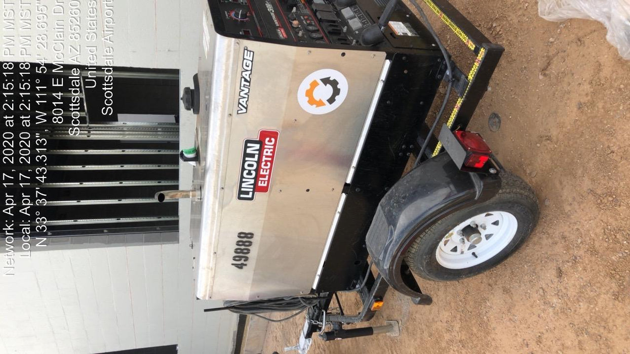 2018 Lincoln Electric Vantage 322 Welder Ready-Pak 3, Two wheel trailer, Fender and Light kit, Cable Rack