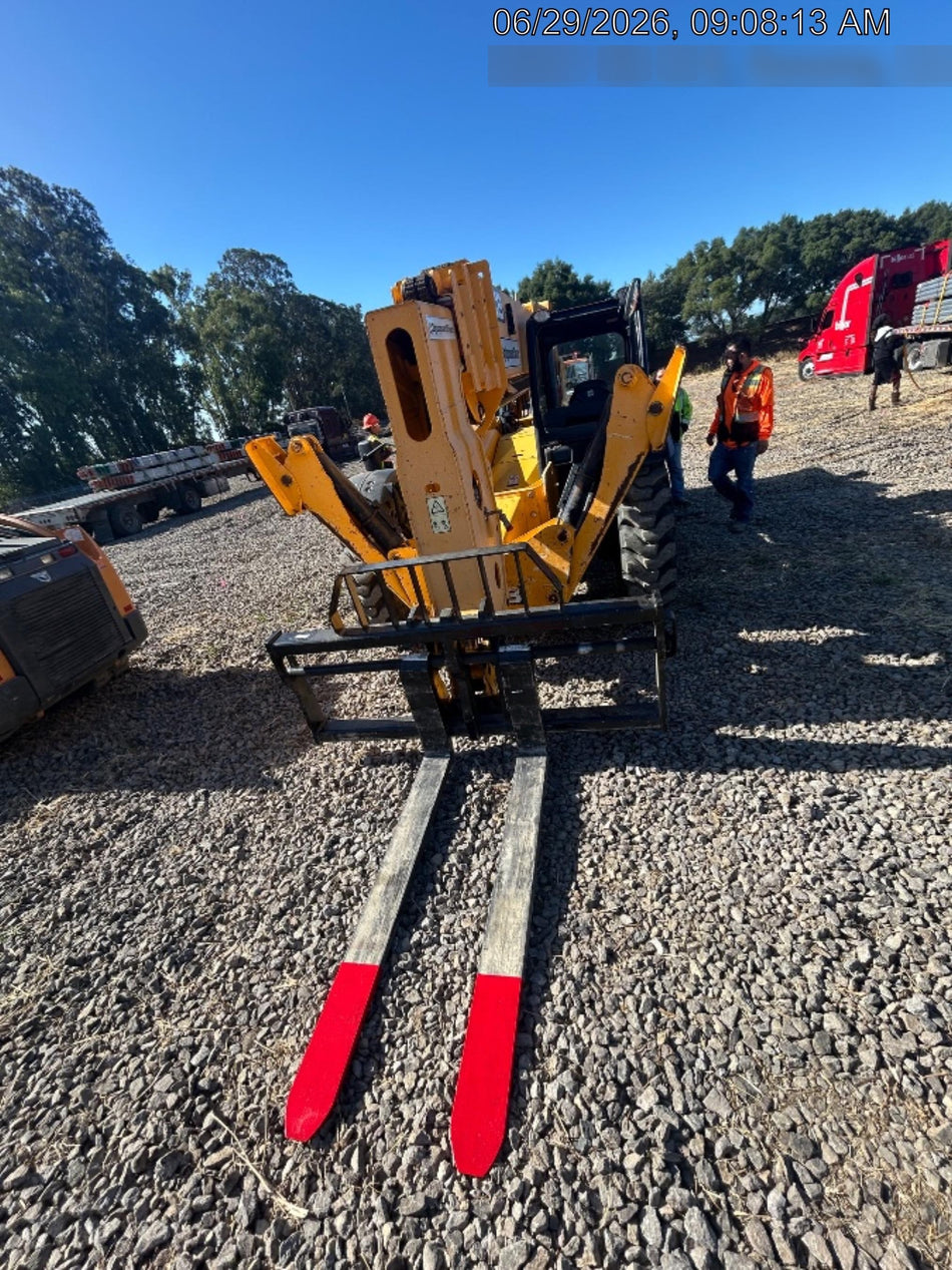 2019 JCB 510-56 Open ROPS, 74 HP, Solid Tires, Worklights, Beacon, Aux Hydraulics, Lifting Eye w/66" Carriage/60" Forks