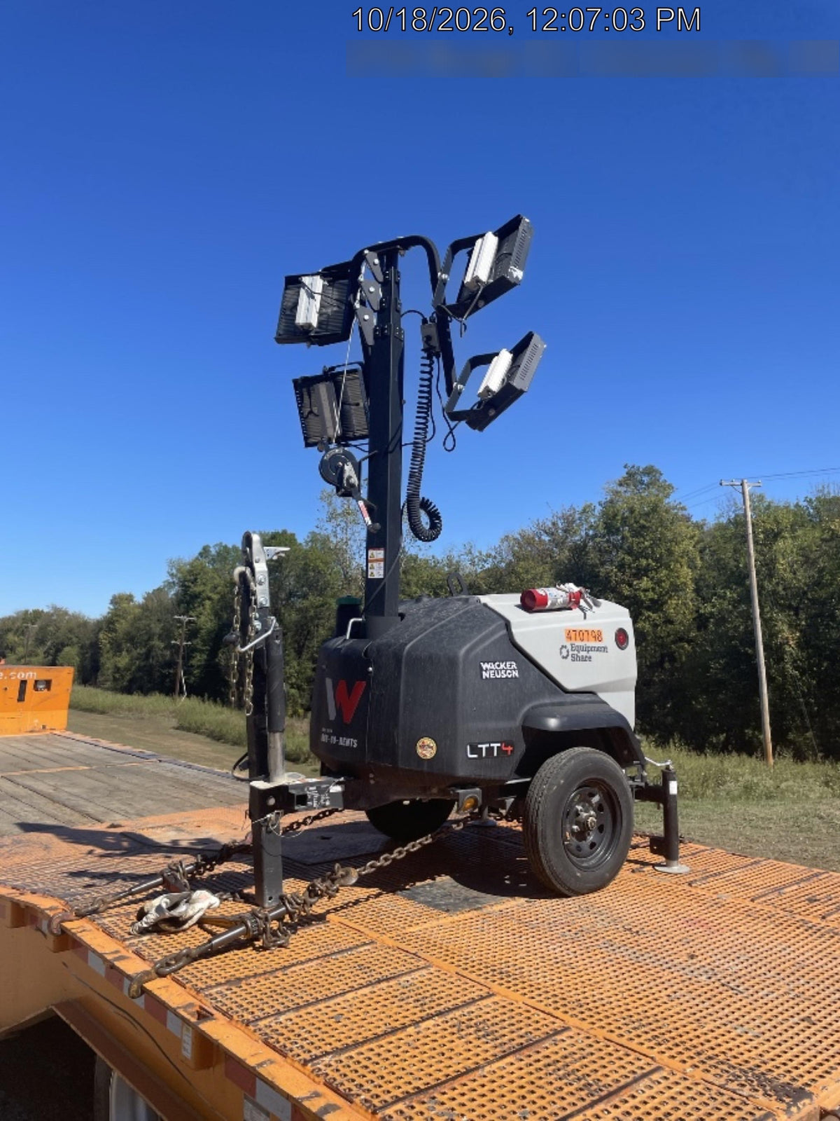 2024 Wacker Neuson LTT4 Diesel, Kohler KDW702, Deep Sea Controller, Auto Start, LED 320W, Bypass Outlet, T3