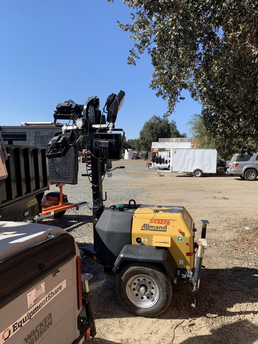 2020 Allmand NLV3GR (4) LED Light Fixture 350W, 23' Vertical Mast, 3kW Prime, Towable, Deep Sea L401, Leveling Jacks, Yanmar T4F 5.8hp