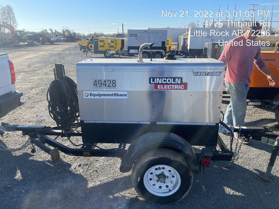 2019 Lincoln Electric Vantage 322 Ready-Pak 3, Two Wheel Trailer, Fender and Light Kit, Cable Rack