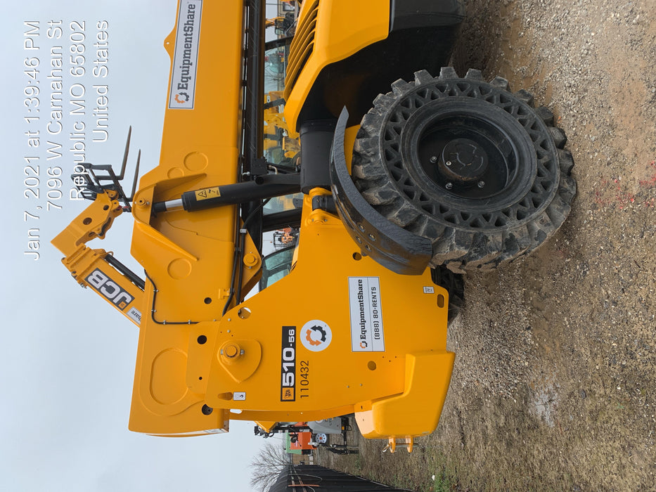 2020 JCB 510-56 Canopy, Solid Tires, Work Lights, Beacon, Aux Hydraulics, Back up Alarm, Lifting Eye, ES Decals