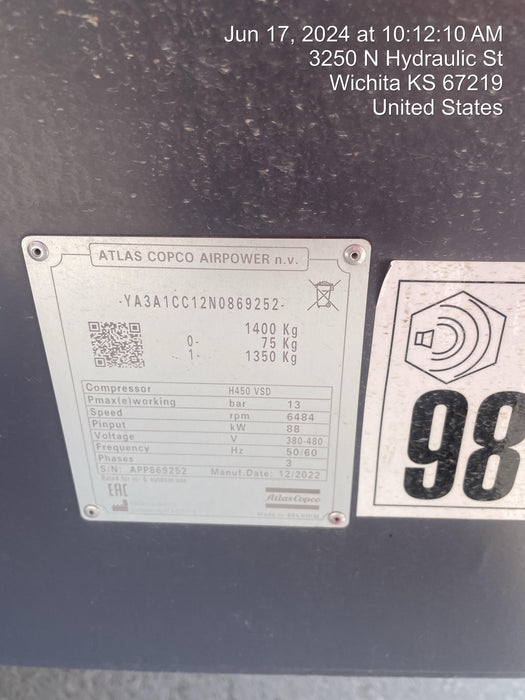 2023 ATLAS COPCO E-AIR H450