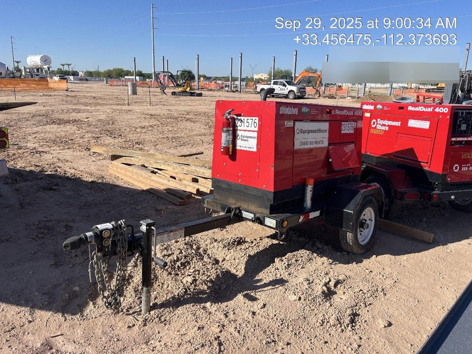 2022 Shindaiwa DGW400MDL Kubota D902 Engine, 23 HP, Dual Op Welder, Wire, Arc, Droop Stick, Tig, and CC Stick Functionality, Simulphase, 3 Phase and 1 Phase Gen Output, Single Axle NB Trlr, Slr Trckl Chrg 12V 12W, Fire Ext