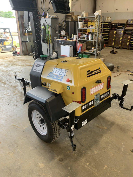 2021 Allmand NLV3GR (4) LED Light Fixture 350W, 23' Vertical Mast, 3kW Prime, Towable, Deep Sea L401, Leveling Jacks, Yanmar T4F 5.8hp