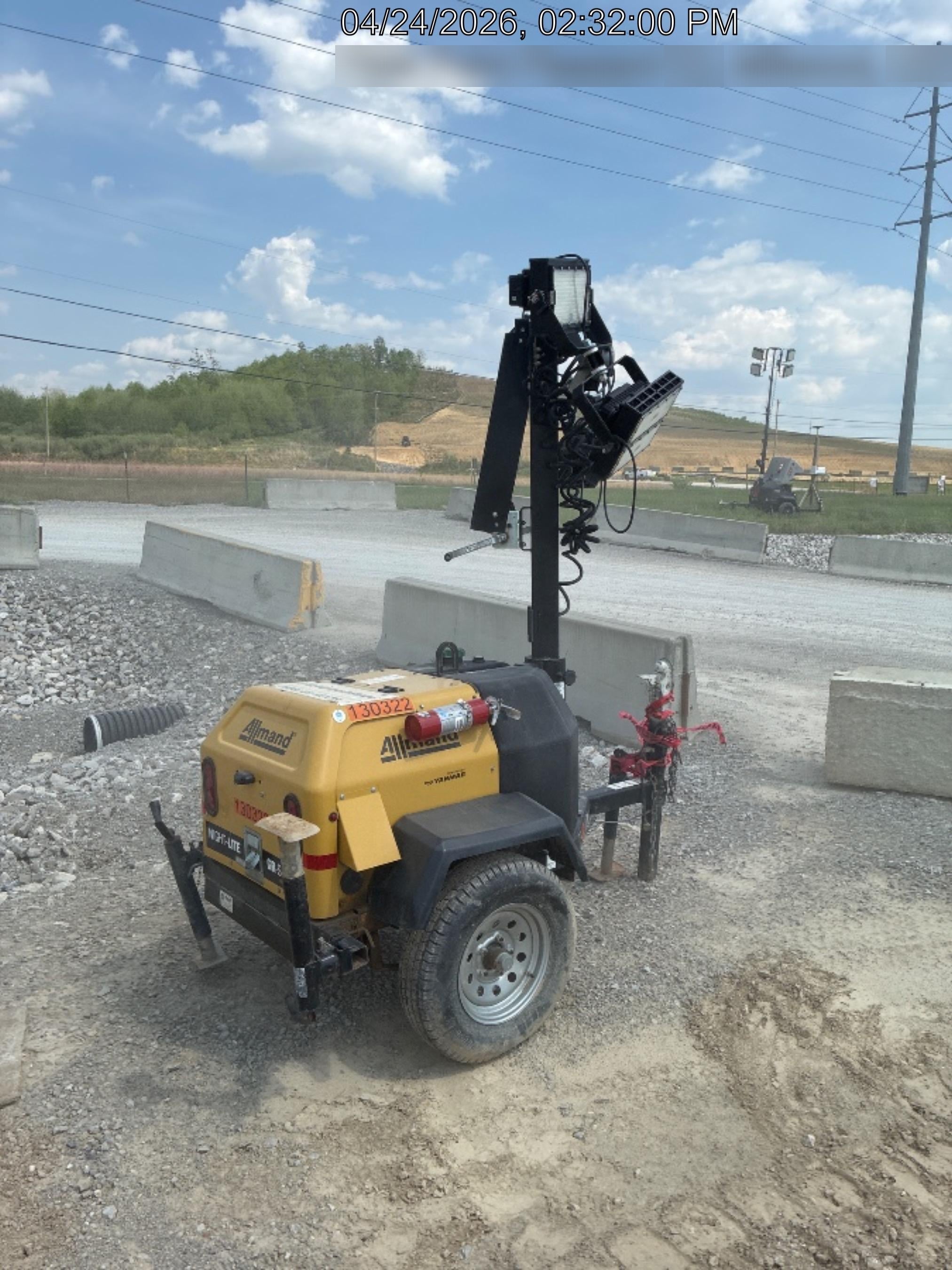 2021 Allmand NLV3GR (4) LED Light Fixture 350W, 23' Vertical Mast, 3kW Prime, Towable, Deep Sea L401, Leveling Jacks, Yanmar T4F 5.8hp