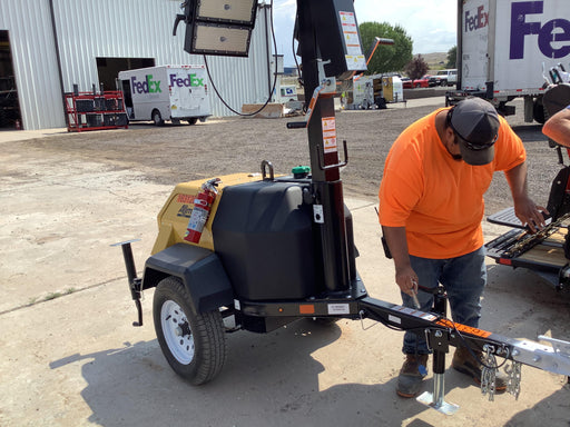 2021 Allmand NLV3GR (4) LED Light Fixture 350W, 23' Vertical Mast, 3kW Prime, Towable, Deep Sea L401, Leveling Jacks, Yanmar T4F 5.8hp