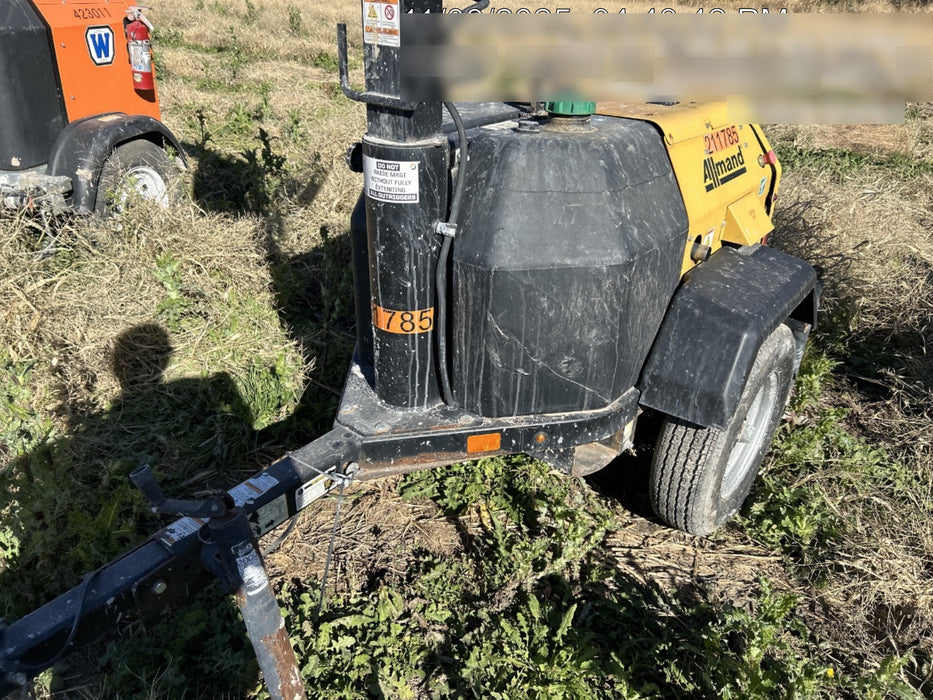 2022 Allmand NLV3GR (4) LED Light Fixture 350W, 23' Vertical Mast, 3kW Prime, Towable, Deep Sea L401, Leveling Jacks, Yanmar T4F 5.8hp