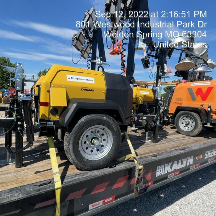 2022 Allmand NLV3GR (4) LED Light Fixture 350W, 23' Vertical Mast, 3kW Prime, Towable, ES Decals, T3