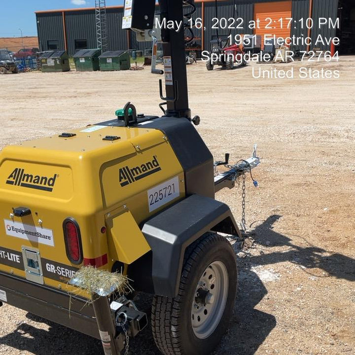 2022 Allmand NLV3GR (4) LED Light Fixture 350W, 23' Vertical Mast, 3kW Prime, Towable, Deep Sea L401, Leveling Jacks, Yanmar T4F 5.8hp