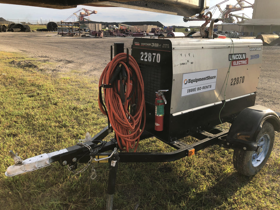 2019 Lincoln Electric Vantage 322 Lincoln Vantage 322 Welder w/Trailer, Light Kit, Cable Rack