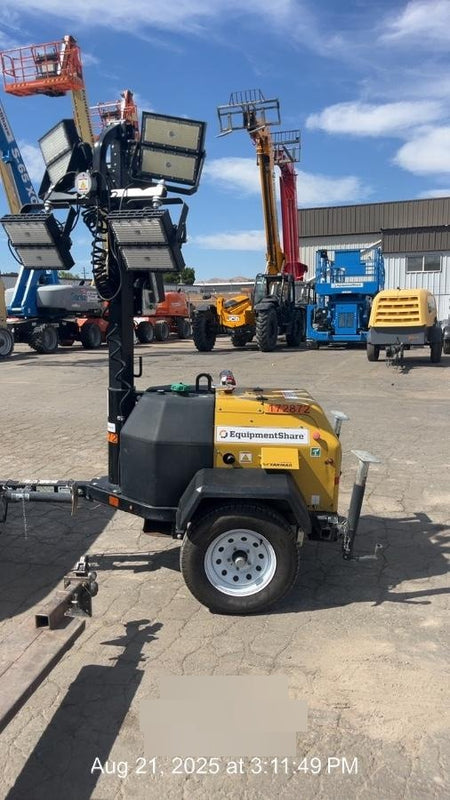 2021 Allmand NLV3GR (4) LED Light Fixture 350W, 23' Vertical Mast, 3kW Prime, Towable, Deep Sea L401, Leveling Jacks, Yanmar T4F 5.8hp