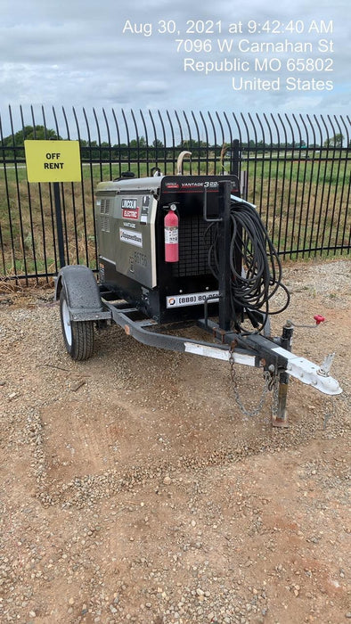 2019 Lincoln Electric Vantage 322 Welder Ready-Pak 3, Two wheel trailer, Fender and Light kit, Cable Rack