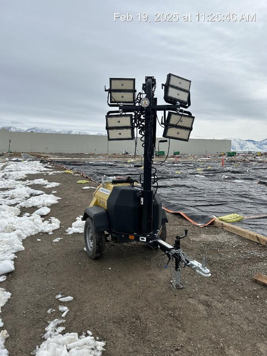 2022 Allmand NLV3GR (4) LED Light Fixture 350W, 23' Vertical Mast, 3kW Prime, Towable, Deep Sea L401, Leveling Jacks, Yanmar T4F 5.8hp