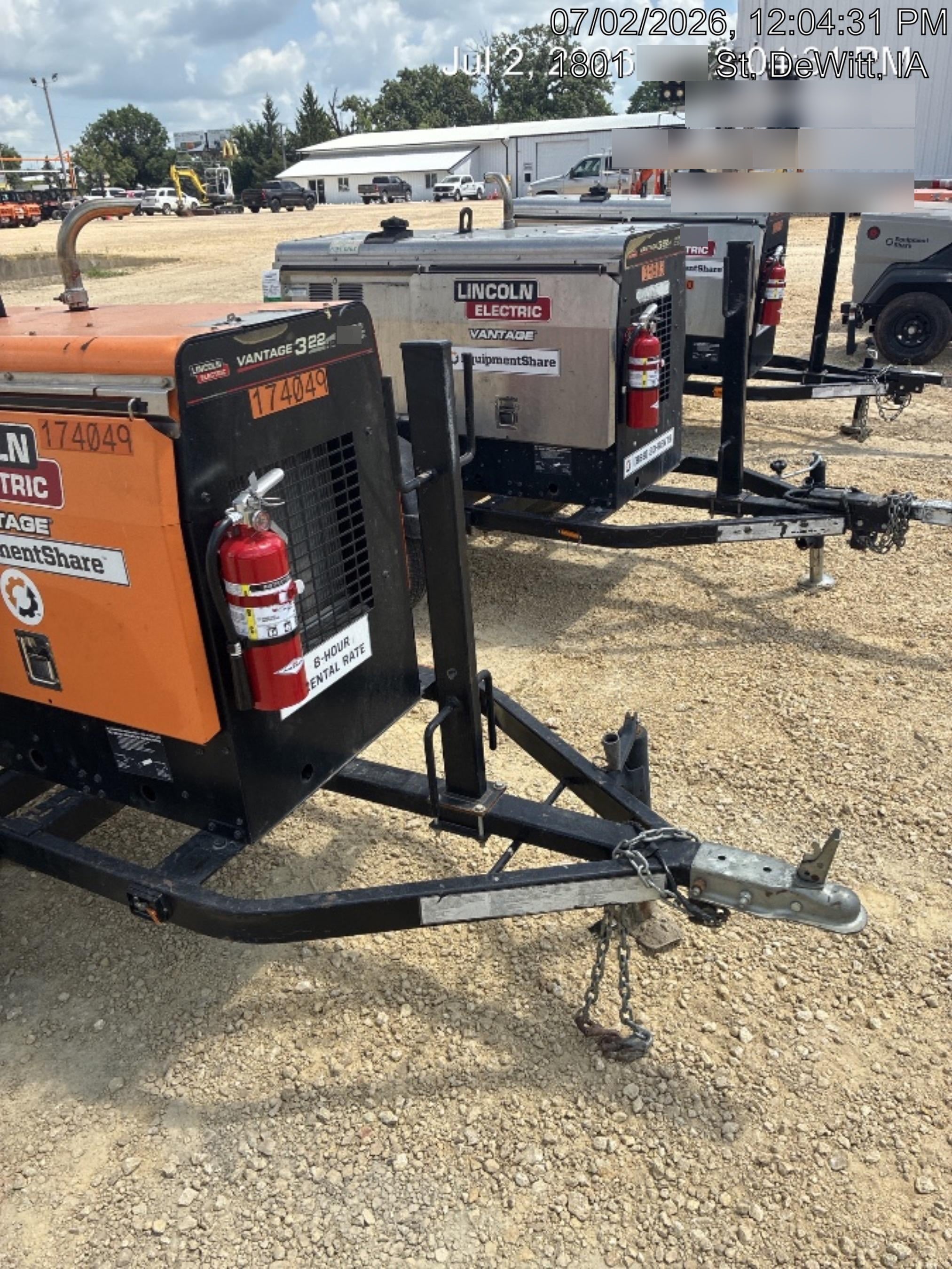 2021 Lincoln Electric Vantage 322 Vantage 322 Ready Pak 3 w/ Decals, ORANGE (includes trailer, cable rack, fender light kit) NO Telematics