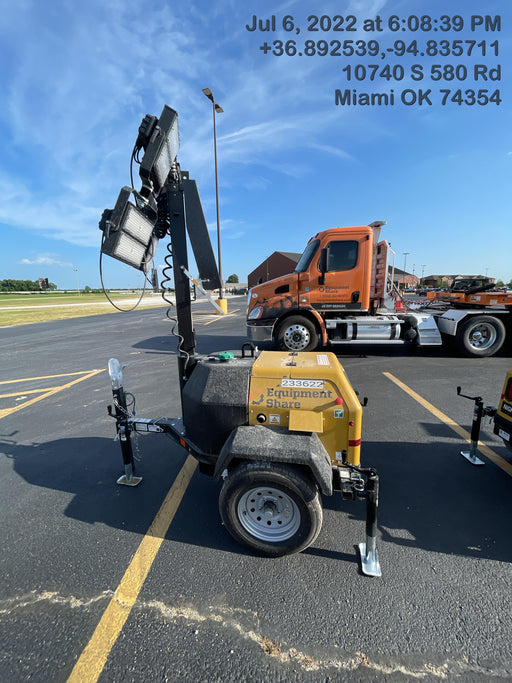 2022 Allmand NLV3GR (4) LED Light Fixture 350W, 23' Vertical Mast, 3kW Prime, Towable, Deep Sea L401, Leveling Jacks, Yanmar T4F 5.8hp