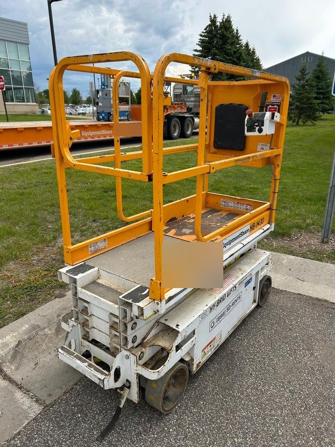 Custom Equipment HB-1430 <ul>
 <li>Hy-Brid Scissor Lift</li>
  <li>Platform capacity up to 670 lbs.</li>
  <li>Working height up to 20 ft</li>
  <li>Weighs under 1,700 lbs.</li>
  <li>Non-marking wheels </li>
</ul>