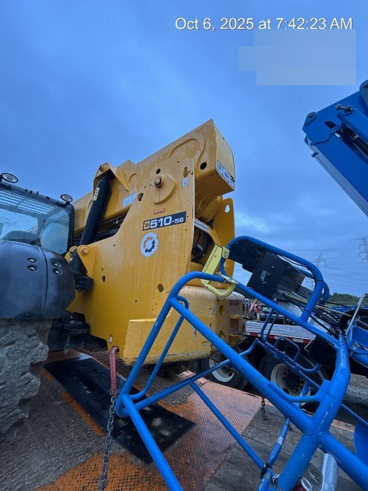 2019 JCB 510-56 Canopy, 74 HP, Solid Tires, STD Worklight, Beacon, Aux Hydraulics, Lifting Eye, Back up Alarm w/66" Carriage/60" Forks