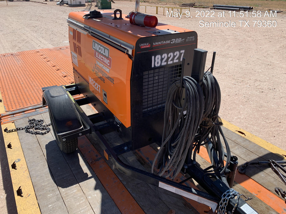 2021 Lincoln Electric Vantage 322 Vantage 322 Ready Pak 3 w/ Decals, ORANGE (includes trailer, cable rack, fender light kit) NO Telematics