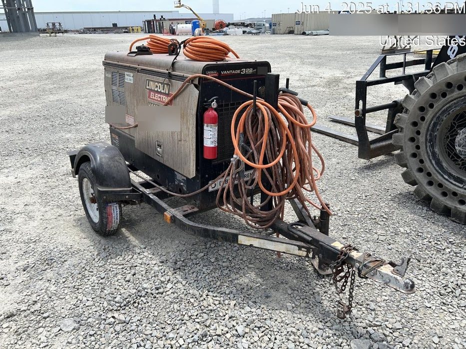 2019 Lincoln Electric Vantage 322 Ready-Pak 3, Two Wheel Trailer, Fender and Light Kit, Cable Rack