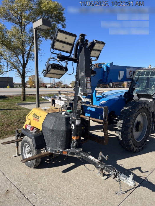 2022 Allmand NLV3GR (4) LED Light Fixture 350W, 23' Vertical Mast, 3kW Prime, Towable, Deep Sea L401, Leveling Jacks, Yanmar T4F 5.8hp