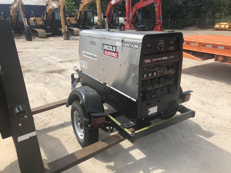 2019 Lincoln Electric Vantage 322 Welder Ready-Pak 3, Two wheel trailer, Fender and Light kit, Cable Rack